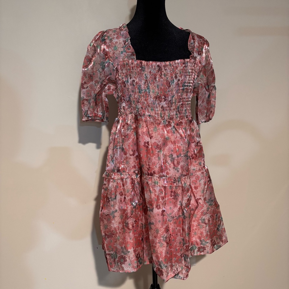 NWT Floral Pink Smocked Dress